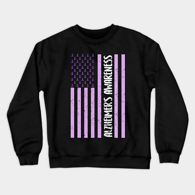 Cool America Flag Alzheimer Awareness Shirt Family Gift Crewneck Sweatshirt by thuylinh8